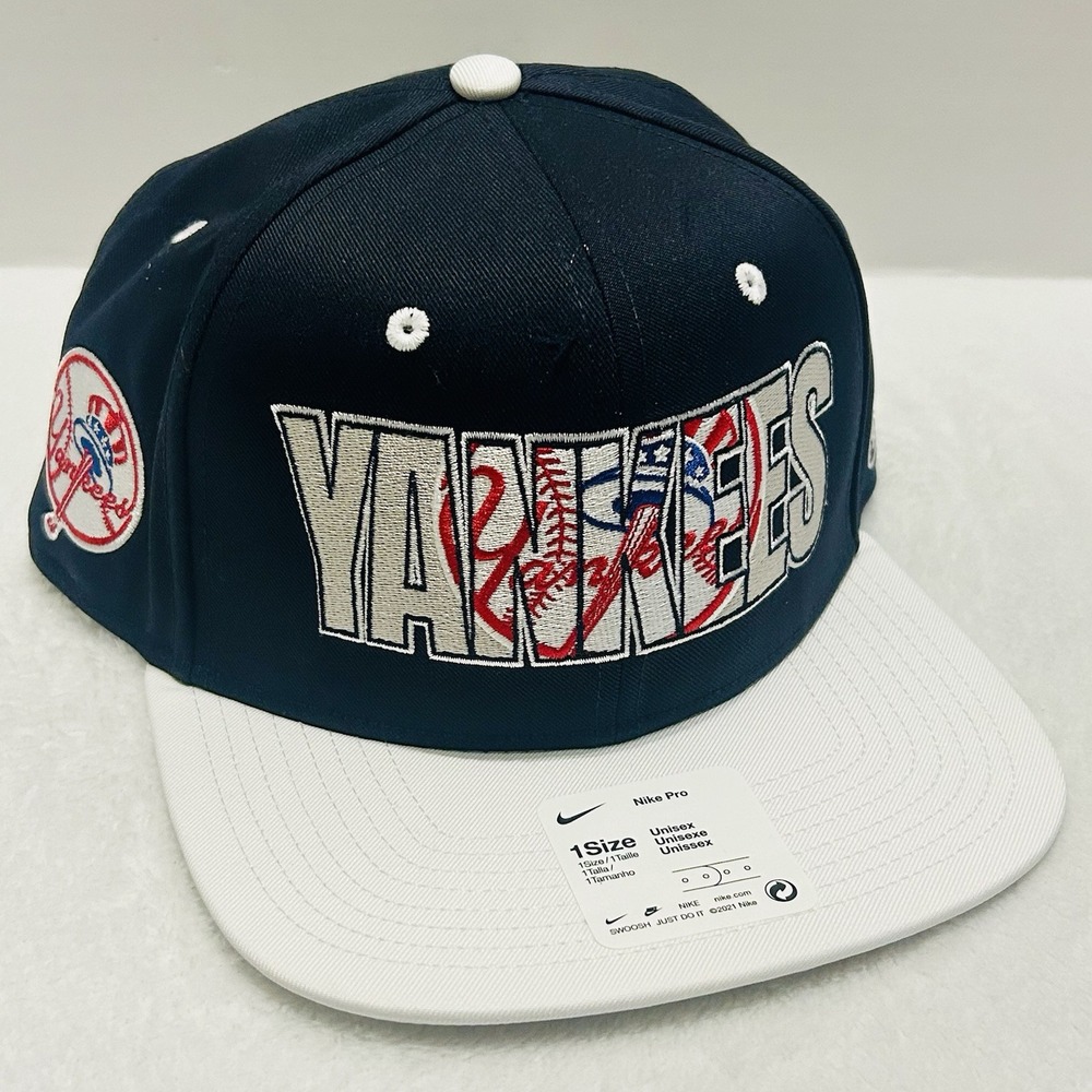 Nike New York Yankees Pro Script Patch 2-Tone Hat Cap Snapback Adjustable Blue